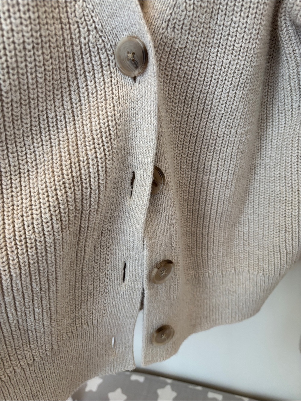 Old Navy Neutral Beige Ribbed Button-Front Cardigan - Picture 3 of 5
